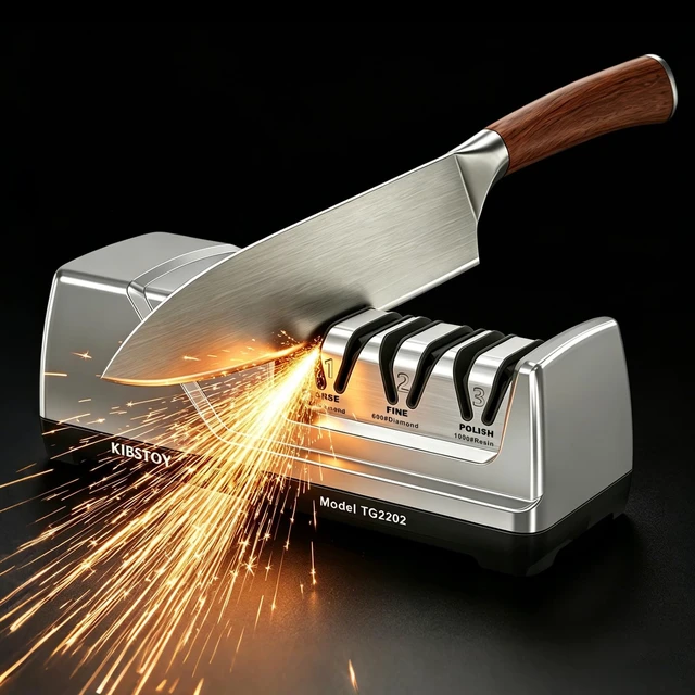 Alt view image 8 of 14 - Knife Sharpener Electric, Professional 3-Stage 100% Diamond Sharpening System with 15° Precision Angle, Fast Blade Restoration, Polishing, Repair & Edge Refining & Outdoor Knives