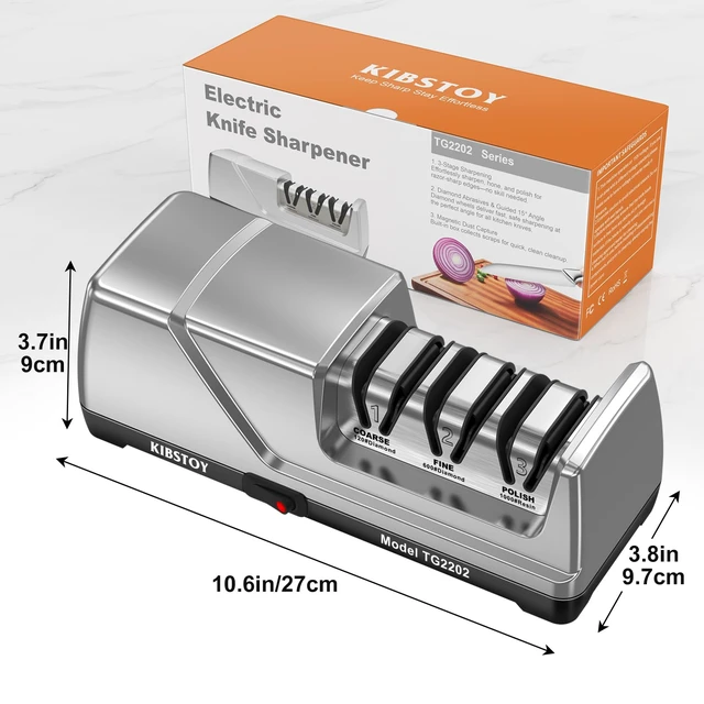 Alt view image 14 of 14 - Knife Sharpener Electric, Professional 3-Stage 100% Diamond Sharpening System with 15° Precision Angle, Fast Blade Restoration, Polishing, Repair & Edge Refining & Outdoor Knives