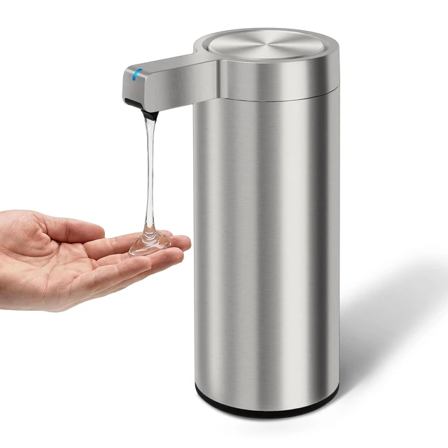 Alt view image 8 of 14 - Automatic Soap Dispenser, Touchless, 9 oz, Stainless Steel | 3 Adjustable Dispensing Modes, Rechargeable, Fast Sensor, Hand Soap Dispenser for Dish Bathroom