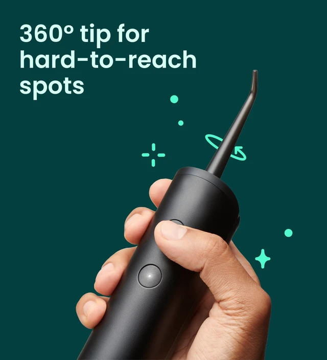 Alt view image 9 of 14 - Cordless Water Flosser, Adjustable Pressure, All Black | Dental Cleaner Pick with 360 Degree Rotating Replaceable Tip, Rechargeable Water Dental Pick - Metal All Black
