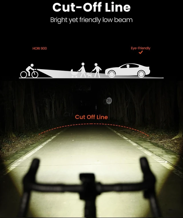 Alt view image 12 of 14 - Hori 900 Compatible with Garmin/Wahoo Bike Computer Dual Mounted Bike Light 900 Lumens Super Bright Independent DRL Fast USB-C Charging IPX6 Waterproof Rating Bicycle Headlight (Black)