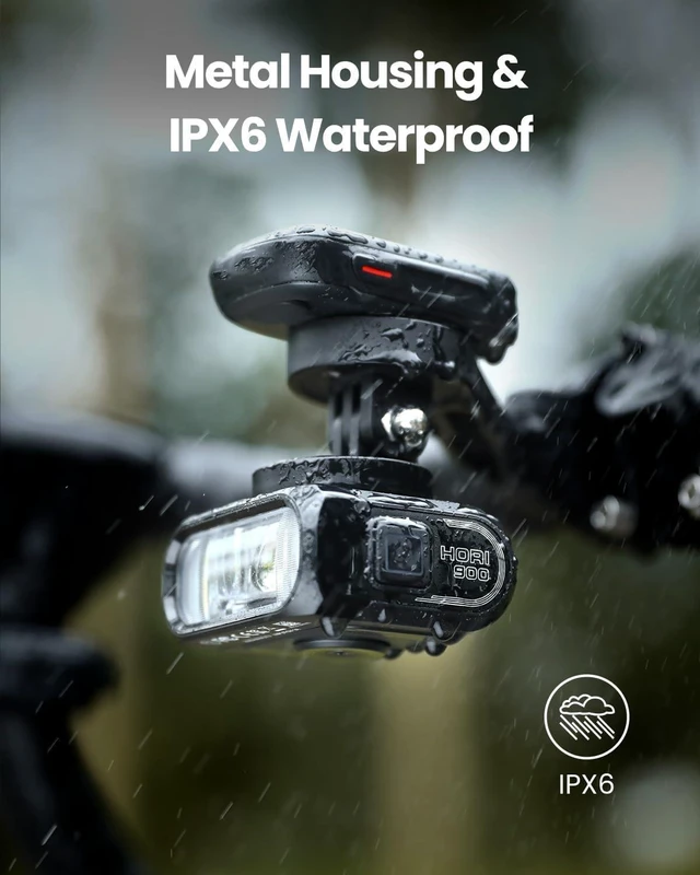 Alt view image 14 of 14 - Hori 900 Compatible with Garmin/Wahoo Bike Computer Dual Mounted Bike Light 900 Lumens Super Bright Independent DRL Fast USB-C Charging IPX6 Waterproof Rating Bicycle Headlight (Black)