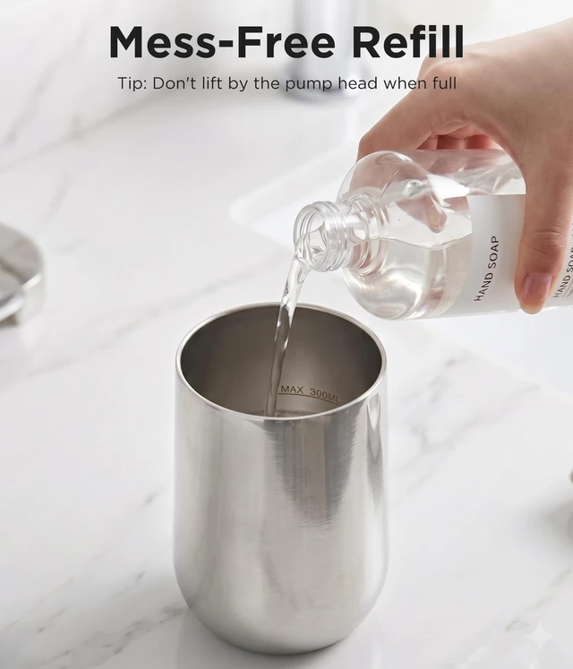 Alt view image 14 of 14 - Automatic Liquid Soap Dispenser Touchless - 10.5 Oz, Stainless Steel | 2 Adjustable Dispensing Modes, Self-Cleaning, Rechargeable Dish and Hand Soap Dispenser for Kitchen and Bathroom Countertop