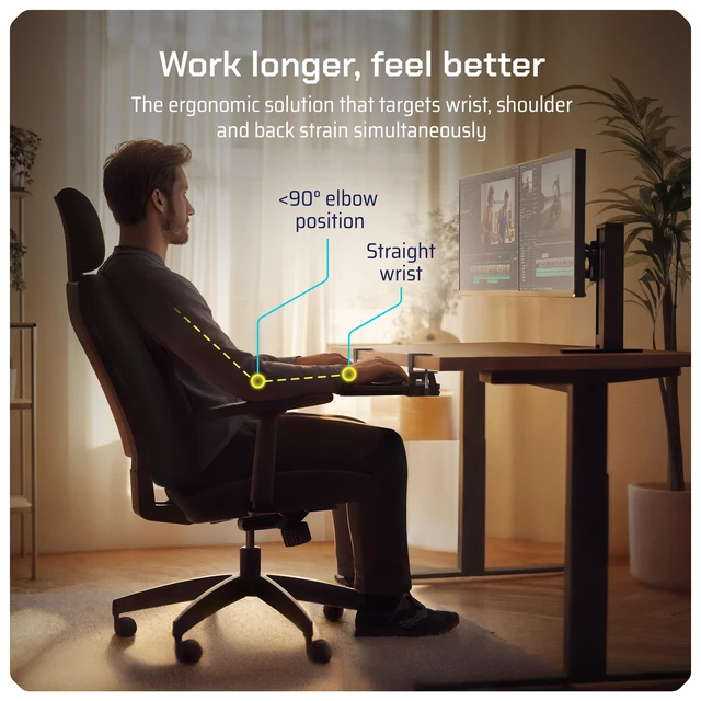 Alt view image 12 of 14 - Keyboard Tray | Under Desk Keyboard Tray Slide Out w/Adjustable C-Clamps for Desks Up to 1.5-Inch-Thick | Clamp On Drawer with 1x USB-C to 4 USB-A Hub and 1x Five-Cable Management Organizer