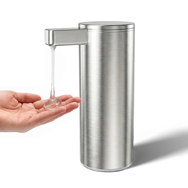 Alt view image 8 of 14 - Automatic Soap Dispenser - 9 oz Touchless Liquid Soap Dispenser for Kitchen and Bathroom, Rechargeable with 3 Adjustable Modes, Stainless Steel, USB Charging