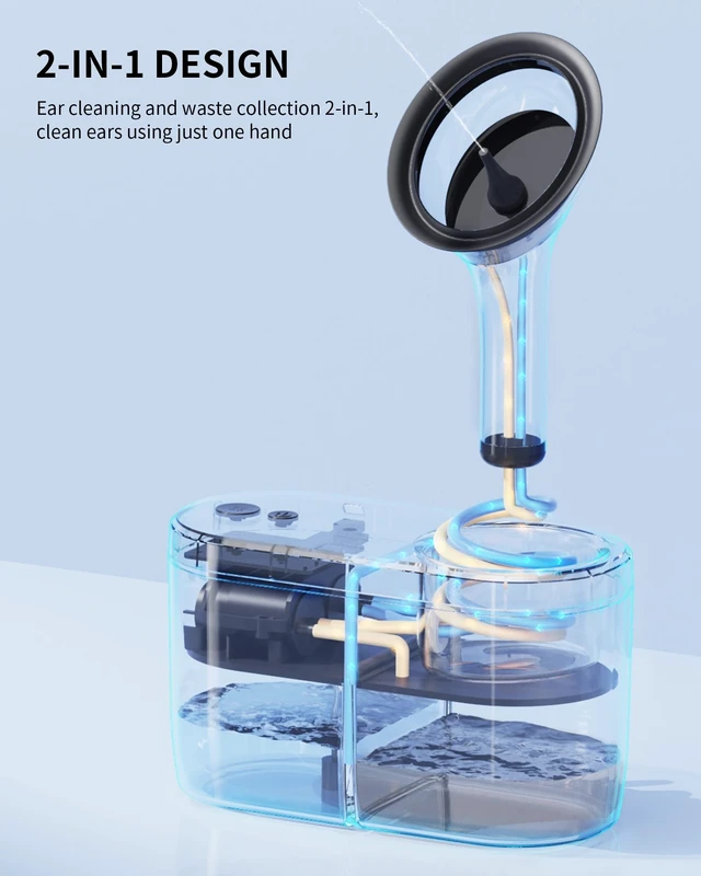 Alt view image 9 of 12 - Electric Ear Wax Removal Kit for Adults, FSA-HSA-Eligible, Home Use | One-Handed Ear Irrigation Flushing System, Big Dual Water Tank(Each 400ML), 1-Hole/3-Hole Nozzle, 4 Cleaning Modes, Black