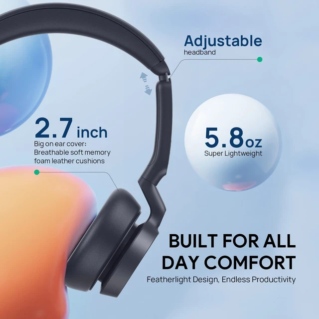 Alt view image 10 of 14 - UH46 Wired Headset,USB-C/A,3-Mic AI Noise Cancelling,Inline Control | Dual-Ear Headphones,Teams/Zoom Certified,Plug & Play for PC/Laptop/Phone, 7ft Cable, Call Center, Work from Home, Dynamic EQ