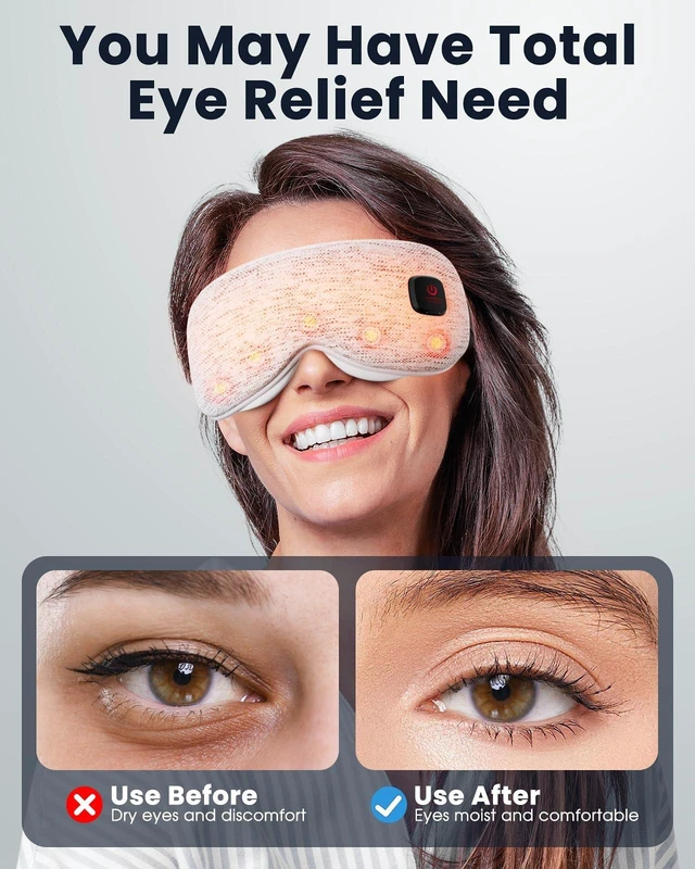 Alt view image 10 of 14 - Cordless Rechargeable Heated Eye Mask for Dry Eye with 2 Replaceable Shells | 3 Heat Levels, 1000mAh Rechargeable, Eye Relief, Improved Sleep, Eye Heating Pad for Travel, Gray