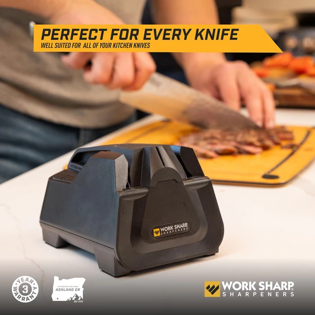 Alt view image 12 of 14 - Electric Kitchen Knife Sharpener - Get knives ready for cookouts and BBQ's- Fits in Kitchen Drawer, Sharpens every time, fast & easy