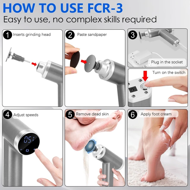 Alt view image 13 of 14 - Upgraded Electric Callus Remover for Feet 4500rpm, Professional Electric Foot Callus Remover Foot Sander Pedicure File with 2 Interchangeable Heads and Replaceable Sandpaper Discs