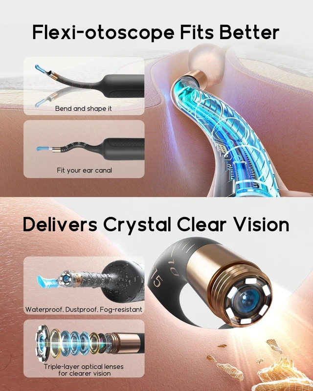 Alt view image 6 of 10 - R37R Ear Wax Removal Tool Camera, Flexible Scope and Visual Tweezers | FSA HSA Eligible, IP67 3P HD Camera, 90-Min Runtime, 12 Tips for Wet or Dry Wax, 3-Piece Home ENT Cleaning Kit for Family Use