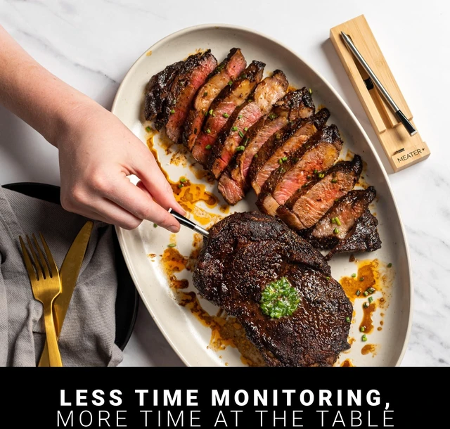 Alt view image 9 of 14 - Plus Smart Meat Thermometer, Honey, Bluetooth, 165ft, Grill & Oven | 165ft Bluetooth range for BBQ, grill, oven, smoker, air fryer, kitchen. Great for steak, chicken, turkey. Recipes in app.