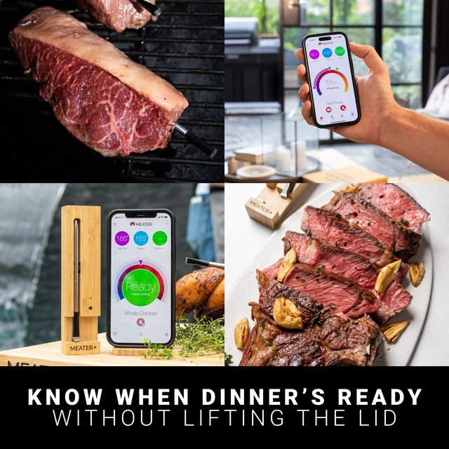 Alt view image 11 of 14 - Plus Smart Meat Thermometer, Honey, Bluetooth, 165ft, Grill & Oven | 165ft Bluetooth range for BBQ, grill, oven, smoker, air fryer, kitchen. Great for steak, chicken, turkey. Recipes in app.