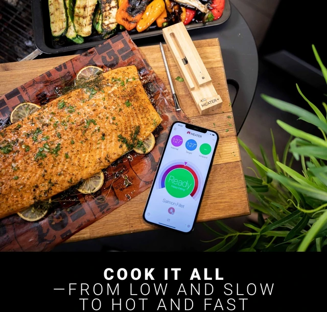 Alt view image 12 of 14 - Plus Smart Meat Thermometer, Honey, Bluetooth, 165ft, Grill & Oven | 165ft Bluetooth range for BBQ, grill, oven, smoker, air fryer, kitchen. Great for steak, chicken, turkey. Recipes in app.