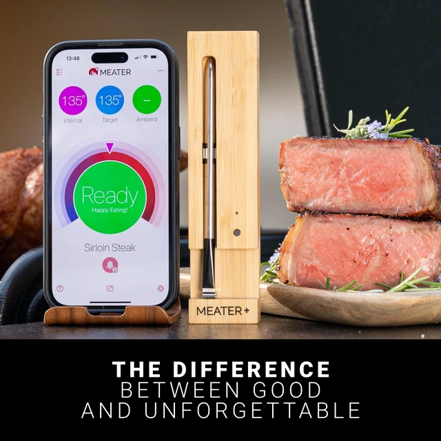 Alt view image 14 of 14 - Plus Smart Meat Thermometer, Honey, Bluetooth, 165ft, Grill & Oven | 165ft Bluetooth range for BBQ, grill, oven, smoker, air fryer, kitchen. Great for steak, chicken, turkey. Recipes in app.
