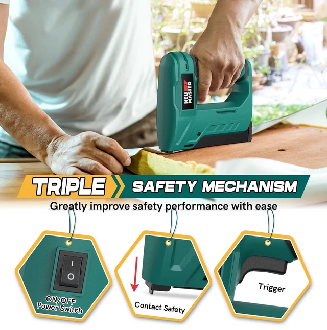 Alt view image 11 of 14 - Electric Staple Gun for Wood - Cordless Stapler Gun with T50 Staples, USB Charger, Heavy Duty Satple Gun for Upholstering, Crafts, DIY, Carpentry, Material Repair