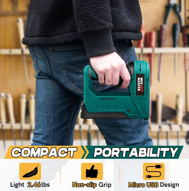 Alt view image 12 of 14 - Electric Staple Gun for Wood - Cordless Stapler Gun with T50 Staples, USB Charger, Heavy Duty Satple Gun for Upholstering, Crafts, DIY, Carpentry, Material Repair