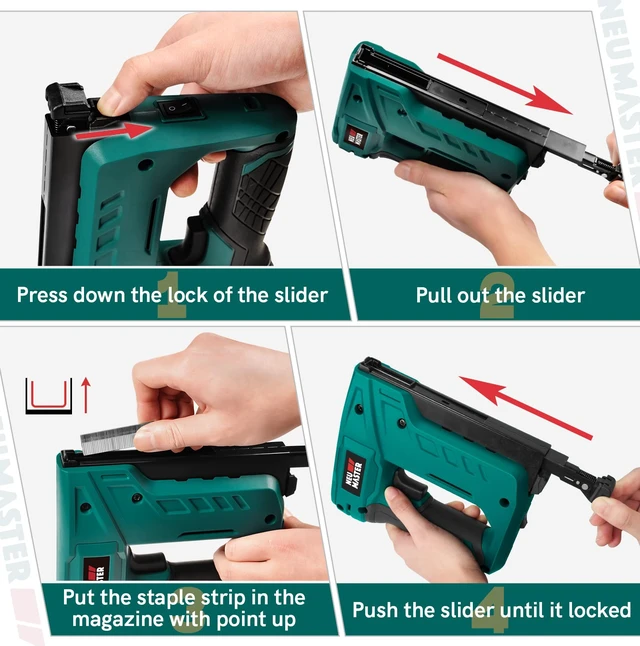 Alt view image 13 of 14 - Electric Staple Gun for Wood - Cordless Stapler Gun with T50 Staples, USB Charger, Heavy Duty Satple Gun for Upholstering, Crafts, DIY, Carpentry, Material Repair