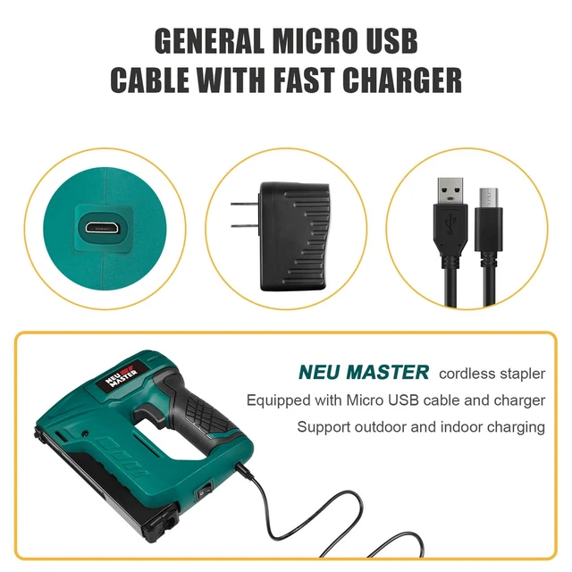 Alt view image 14 of 14 - Electric Staple Gun for Wood - Cordless Stapler Gun with T50 Staples, USB Charger, Heavy Duty Satple Gun for Upholstering, Crafts, DIY, Carpentry, Material Repair
