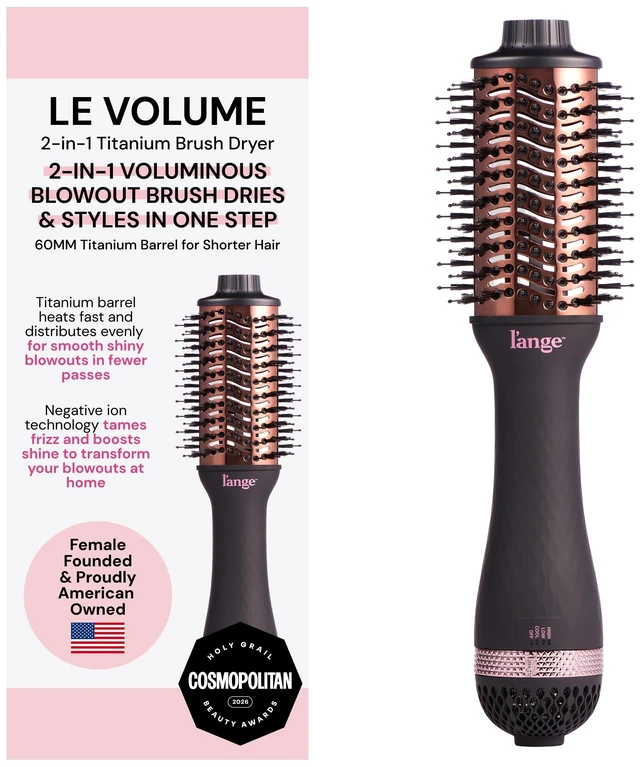 Alt view image 8 of 14 - Le Volume 2-in-1 Titanium Blow Dryer Brush | Frizz Control Blowout Hair Dryer Brush for Drying and Styling | Volumizing Hot Air Styler for All Hairstyles | Oval Barrel | Black - 60mm