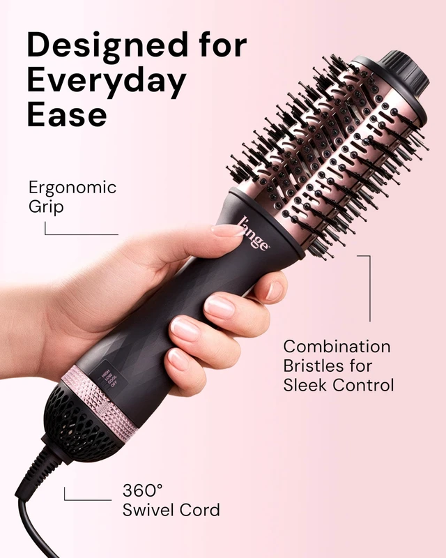 Alt view image 14 of 14 - Le Volume 2-in-1 Titanium Blow Dryer Brush | Frizz Control Blowout Hair Dryer Brush for Drying and Styling | Volumizing Hot Air Styler for All Hairstyles | Oval Barrel | Black - 60mm