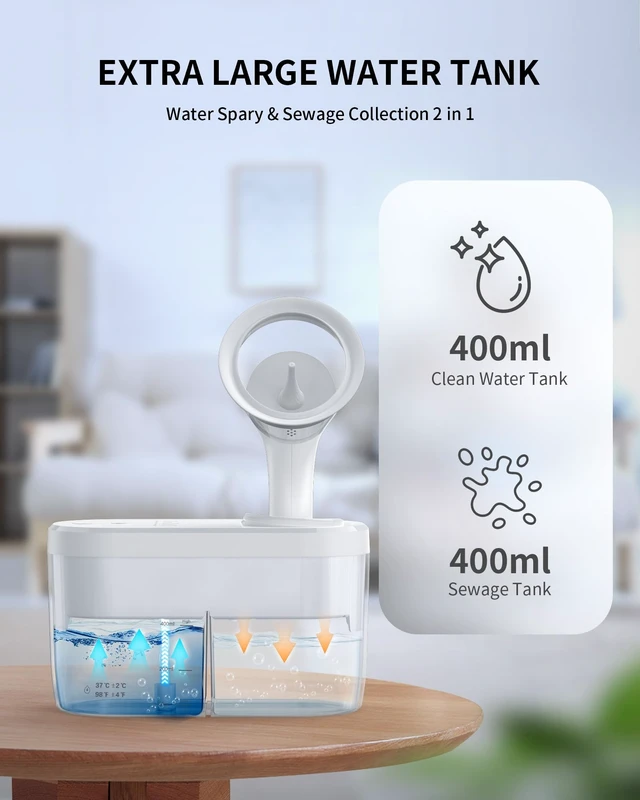Alt view image 7 of 10 - Electric Ear Wax Removal Kit for Adults, FSA-HSA-Eligible, Home Use | One-Handed Ear Irrigation Flushing System, Big Dual Water Tank(Each 400ML), 1-Hole/3-Hole Nozzle, 4 Cleaning Modes