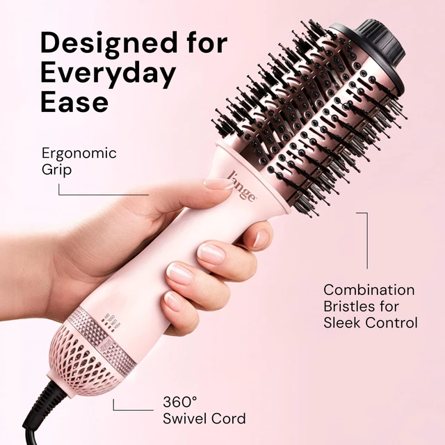 Alt view image 14 of 14 - Le Volume 2-in-1 Titanium Blow Dryer Brush | Frizz Control Blowout Hair Dryer Brush for Drying and Styling | Volumizing Hot Air Styler for All Hairstyles | Oval Barrel | Blush - 75mm