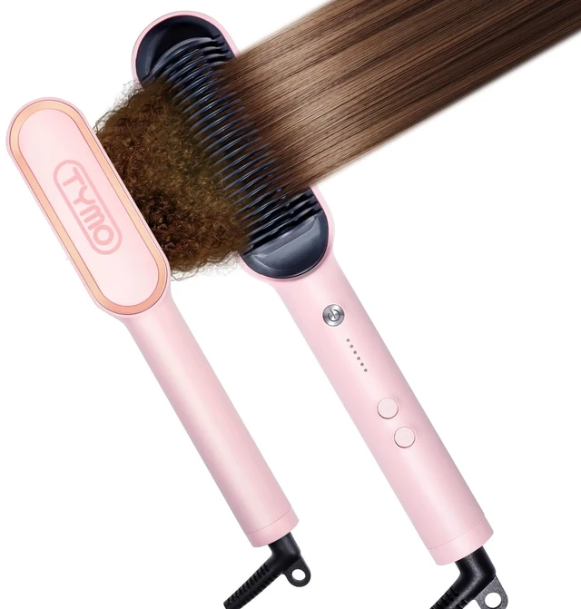 Alt view image 8 of 14 - Ring Hair Straightener Brush, 2-in-1 Straightening Brush & Hot Comb | 20s Fast Heat, 5 Temp Settings & Anti-Scald, Perfect for Professional Salon at Home, Sakura Pink