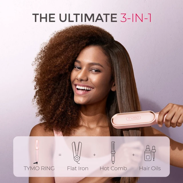 Alt view image 9 of 14 - Ring Hair Straightener Brush, 2-in-1 Straightening Brush & Hot Comb | 20s Fast Heat, 5 Temp Settings & Anti-Scald, Perfect for Professional Salon at Home, Sakura Pink