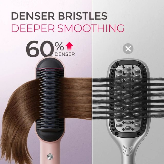 Alt view image 11 of 14 - Ring Hair Straightener Brush, 2-in-1 Straightening Brush & Hot Comb | 20s Fast Heat, 5 Temp Settings & Anti-Scald, Perfect for Professional Salon at Home, Sakura Pink