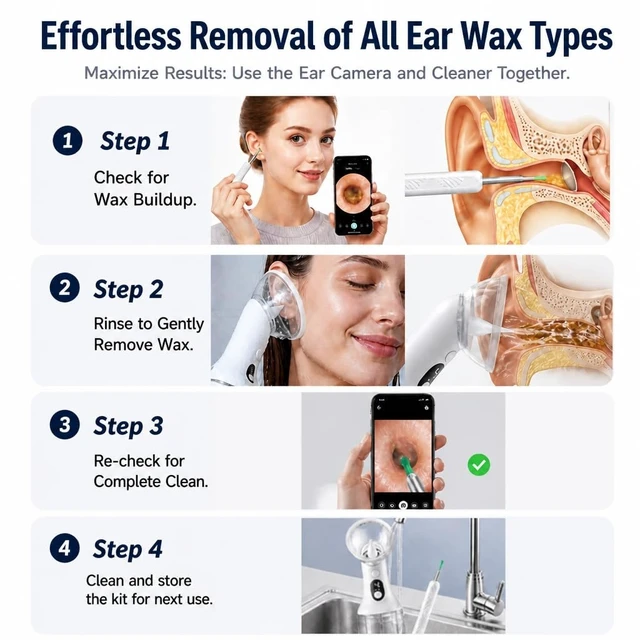 Alt view image 10 of 14 - Electric Ear Wax Removal Kit - Safe & Gentle Waxy Ear Cleaner Tool with 4 Pressure Settings, LED Display, IPX7 Waterproof & Dual-Chamber Design for Upgraded Ear Irrigation and Personal Ear Care