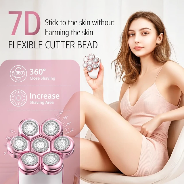 Alt view image 10 of 14 - Electric Razors for Women Legs: Rechargeable Electric Shavers for Body - Waterproof Wet Dry Hair Remover for Lady Face Underarms Public (Glossy Pink)