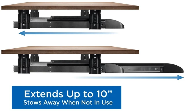 Alt view image 14 of 14 - Keyboard Tray Under Desk with Adjustable Mouse Platform Easy-Glide Sliding Drawer Under Desk Slide Out Ergonomic Under Key Board Shelf for Office, Gaming, and Workstations
