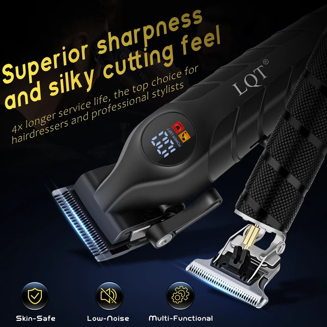 Alt view image 9 of 14 - Men's Professional Cordless Hair Clippers & Trimmer Kit, 4-in-1 Electric Shaver Set with LED Display, Waterproof Body Groomer, Nose Trimmer & T-Blade for Bald Head, Full Barber Kit (Black)