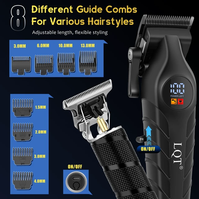 Alt view image 12 of 14 - Men's Professional Cordless Hair Clippers & Trimmer Kit, 4-in-1 Electric Shaver Set with LED Display, Waterproof Body Groomer, Nose Trimmer & T-Blade for Bald Head, Full Barber Kit (Black)