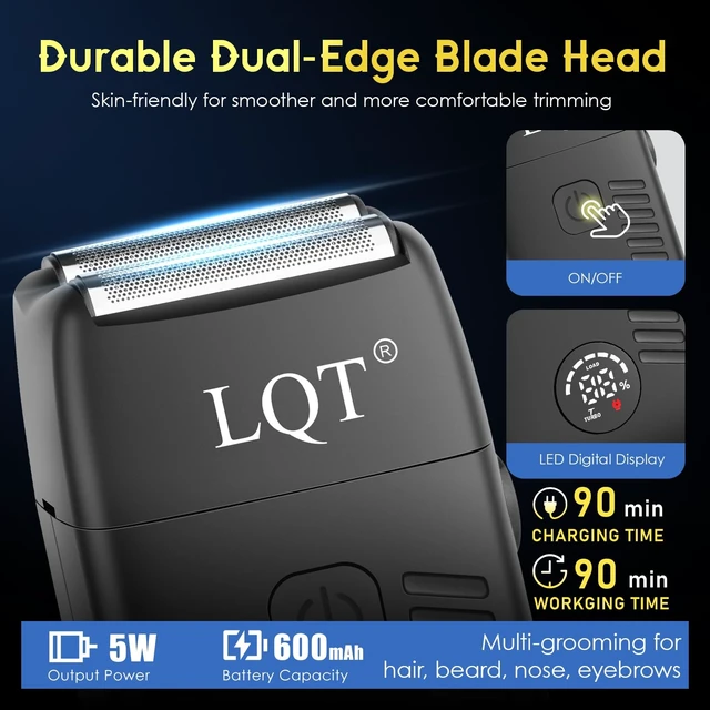 Alt view image 14 of 14 - Men's Professional Cordless Hair Clippers & Trimmer Kit, 4-in-1 Electric Shaver Set with LED Display, Waterproof Body Groomer, Nose Trimmer & T-Blade for Bald Head, Full Barber Kit (Black)