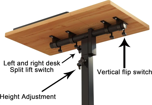 Alt view image 12 of 14 - TigerDad Mobile Adjustable Height Laptop Stand PC Computer Portable Notebook Swivel Laptop Desk Rolling Table Desk Cart Tiltable with Wheels Casters& Mouse Pad Table