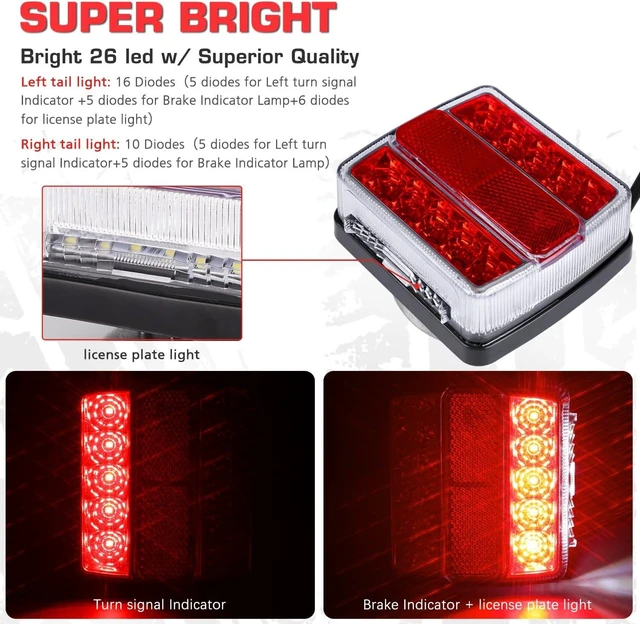 Alt view image 6 of 7 - Magnetic LED Trailer Towing Light Kit, 24ft Cable with 7 pin plug, IP68 Waterproof, DOT Approved