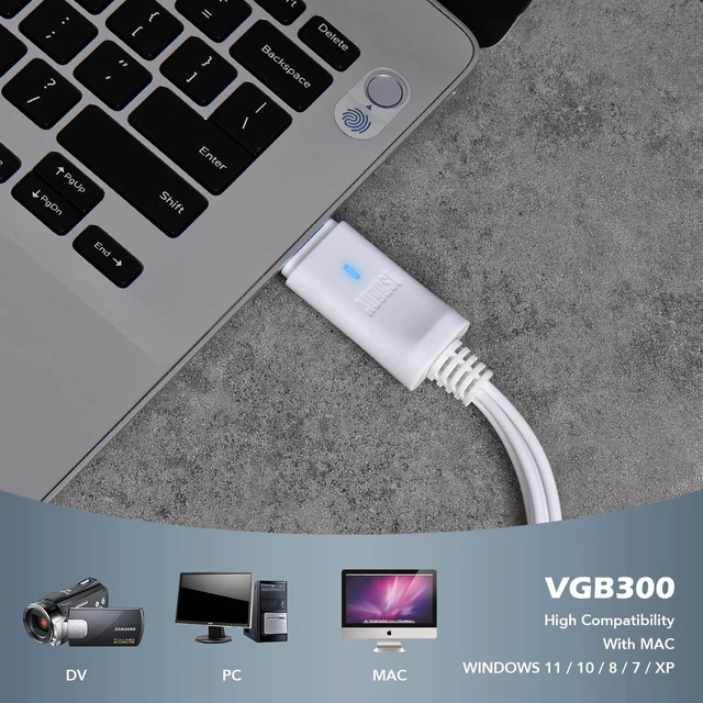 Alt view image 5 of 7 - External USB Video Capture Card VGB300 - Transfer VHS Home Videos to Mac OS and PC Windows - S-Video and Composite in