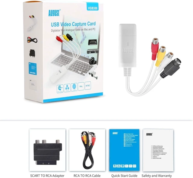 Alt view image 7 of 7 - External USB Video Capture Card VGB300 - Transfer VHS Home Videos to Mac OS and PC Windows - S-Video and Composite in