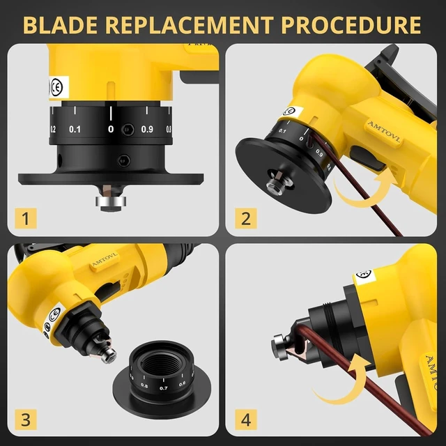 Alt view image 7 of 7 - Pneumatic Chamfering Tool - Mini Air Chamfer Tool with 10 C-Angle & 10 R-Angle Blades, 45° 30000 RPM Chamfering Tool for Metal and Wood with 1/4" Air Inlet