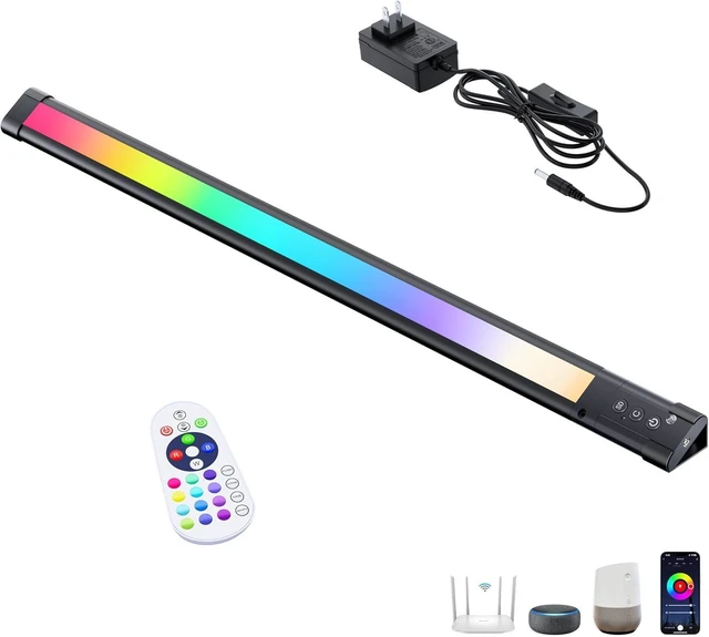 Main image of Under Monitor RGB Light Bar, LED for Desk Gaming Setup, Plug in Keyboard Light, White and Million Color Bias Lighting, Wireless Remote, Alexa Smart LED Lights for Room Decor, Desk PC TV(24 INCH)