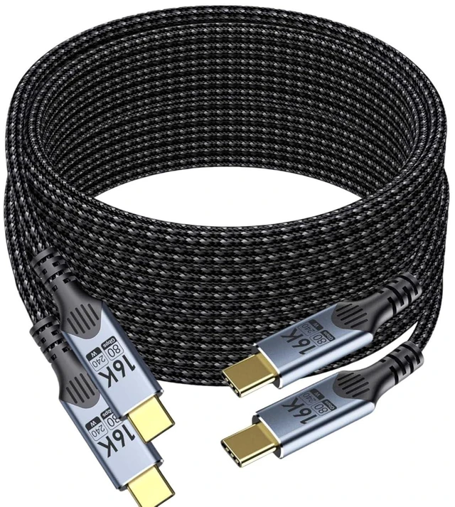 Main image of usb c to usb c 2 PACK 6FT/2M Compatible With Thunderbolt 5 usb-c Cable high Speed 80GbpsData Transfer,16K/8K/4K Video, Braided type c to type c Charger Cord, 240W PD Fast Charging for thunderbolt 4/3