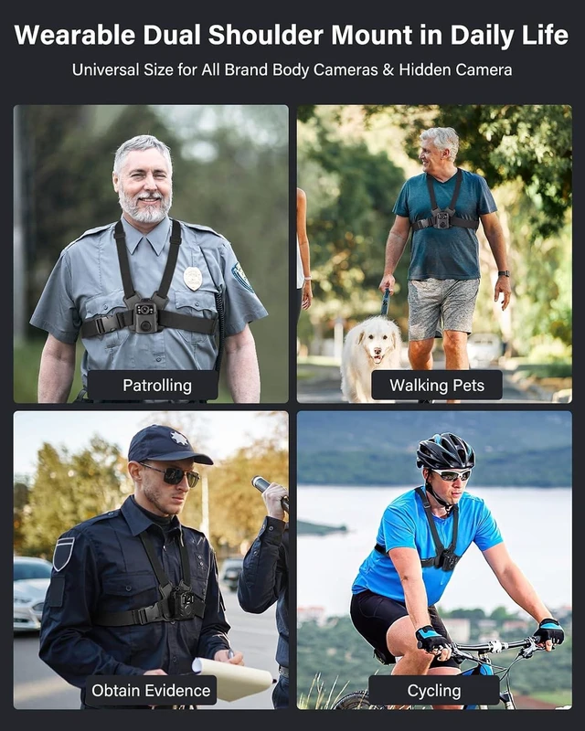 Alt view image 3 of 7 - Dual Shoulder Mount, Body Worn Camera Vest Mount, for All Brand Body Cam, Wearable Body Camera Mount with Adjust Board for Law Enforcement, Collecting Evidence, Free Hands for Video Record