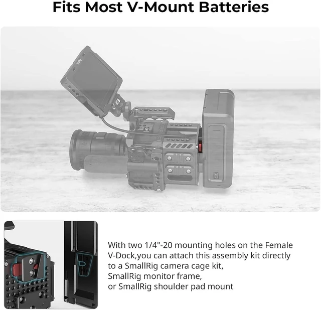 Alt view image 4 of 7 - SmallRig Battery Plate with V-Lock Mount with Dual 15mm Rod Clamp Kit for Camera Power Supply - 4958
