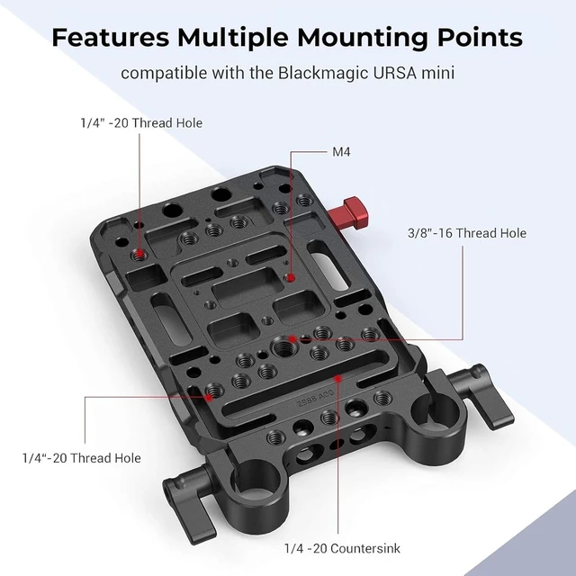 Alt view image 5 of 7 - SmallRig Battery Plate with V-Lock Mount with Dual 15mm Rod Clamp Kit for Camera Power Supply - 4958