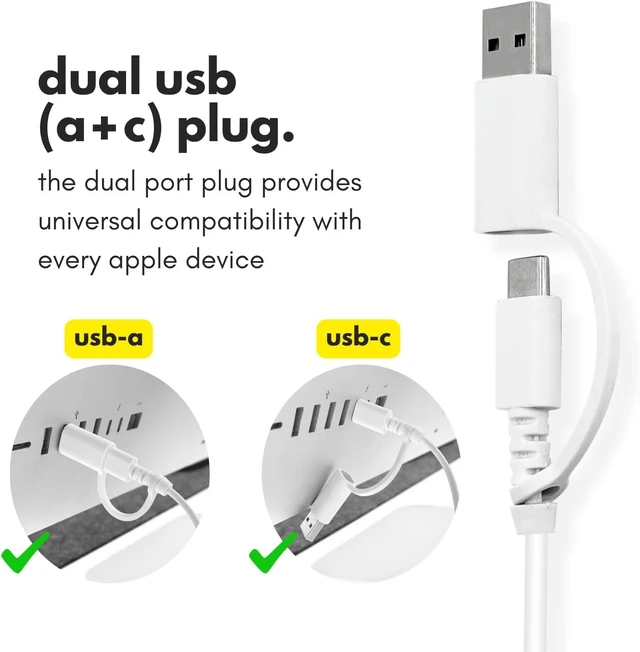 Alt view image 3 of 7 - USB C Wired Keyboard for Mac (USB C + USB A) Full Size Keyboard with 22 Shortcuts, Quiet Typing, for MacBook, iMac, Mac mini, iPad White