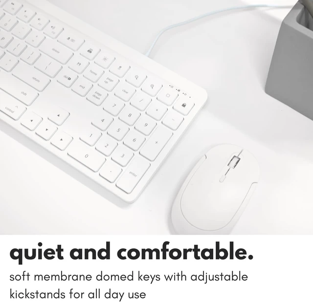 Alt view image 4 of 7 - USB C Wired Keyboard for Mac (USB C + USB A) Full Size Keyboard with 22 Shortcuts, Quiet Typing, for MacBook, iMac, Mac mini, iPad White