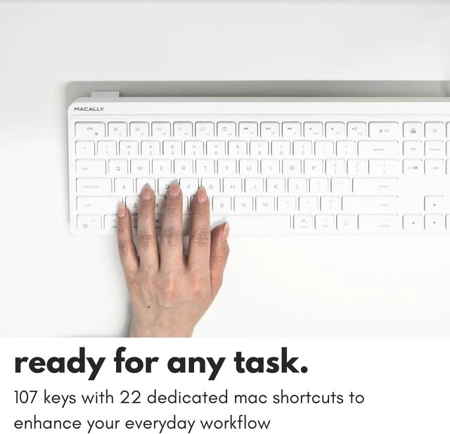 Alt view image 5 of 7 - USB C Wired Keyboard for Mac (USB C + USB A) Full Size Keyboard with 22 Shortcuts, Quiet Typing, for MacBook, iMac, Mac mini, iPad White