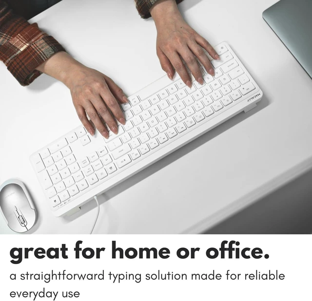 Alt view image 6 of 7 - USB C Wired Keyboard for Mac (USB C + USB A) Full Size Keyboard with 22 Shortcuts, Quiet Typing, for MacBook, iMac, Mac mini, iPad White